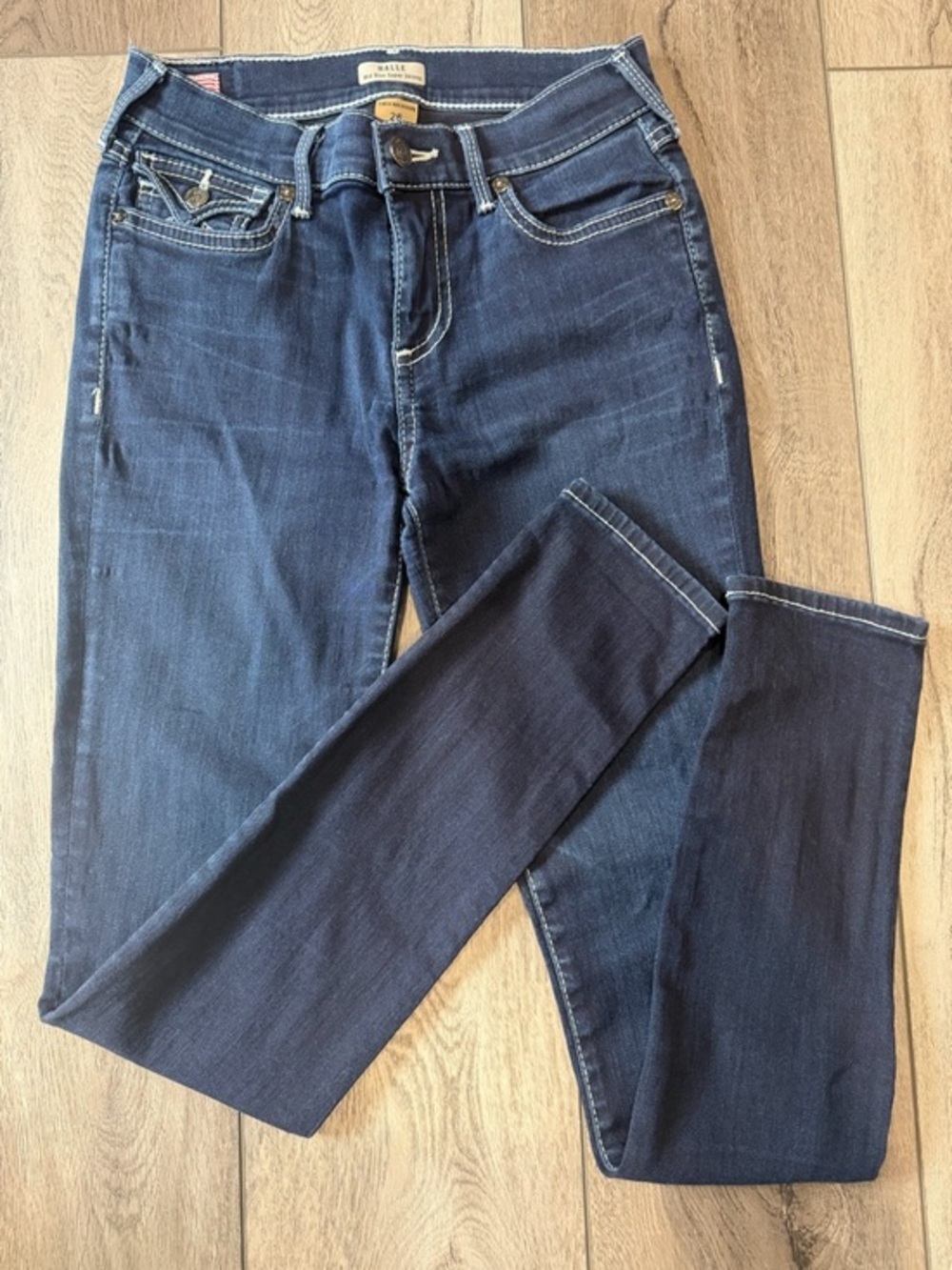 True Religion- Halle Mid Rise Dark Blue Super Skinny Jeans